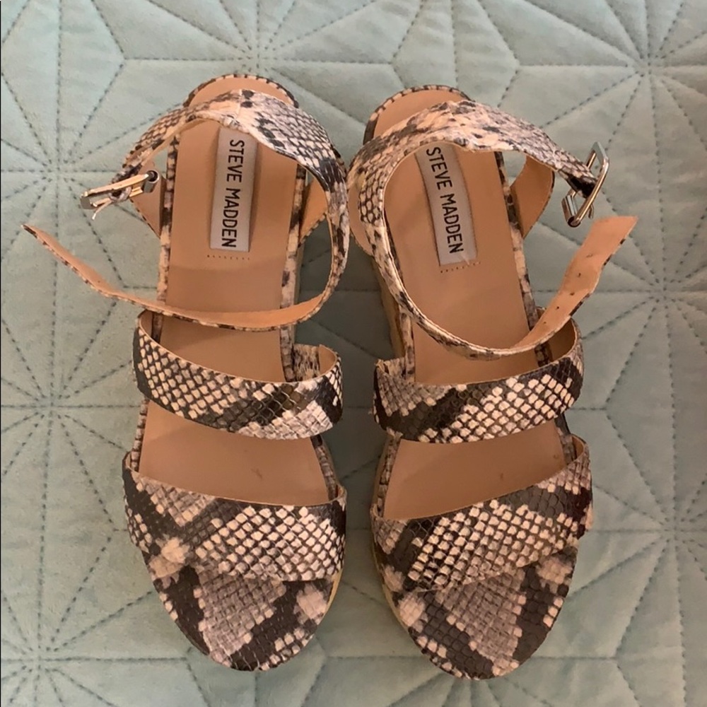 Snake print platform sandals